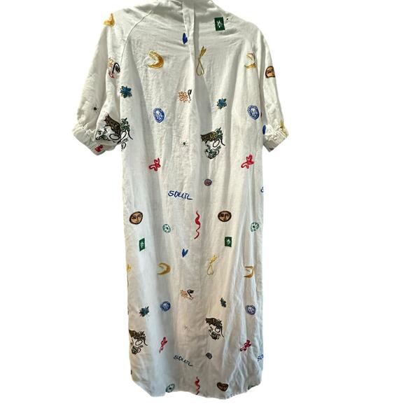 Beulah Style Soleil Embroidered Short Sleeves Button Front Shirt Dress Size L - Picture 8 of 10